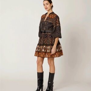 Cleobella priyanka Black and Orange Mini Dress